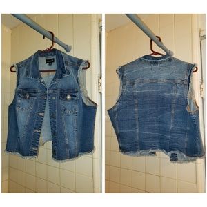 Denim crop vest
